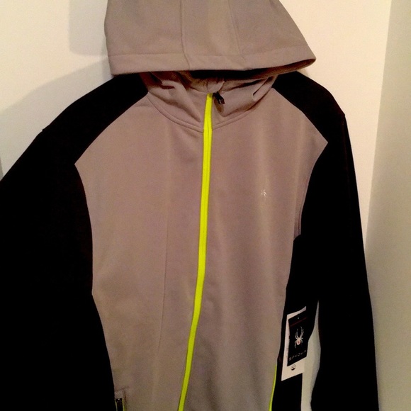 🕷🟡SPYDER® Black and Gray fleece Hooded jacket Retail Price $149 🟡🕷
